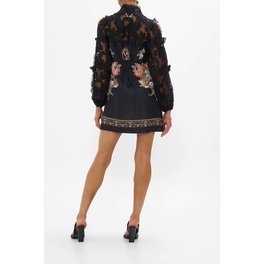 NEW CAMILLA noble endeavours lace sleeve mini dress in black - Picture 3 of 6